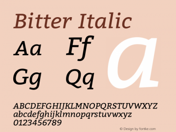 Bitter Version 1.0 Font Sample