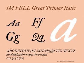 IMFELLGreatPrimer Version 1.0 Font Sample