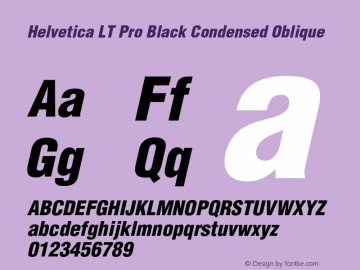 HelveticaLTPro-BlackCondObl Version 2.000 Build 1000 Font Sample