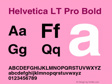 HelveticaLTPro-Bold Version 1.000 Build 1000 Font Sample