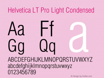 HelveticaLTPro-LightCond Version 2.000 Build 1000 Font Sample