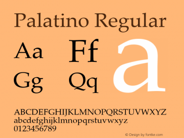 Palatino Regular 3.5a3 Font Sample