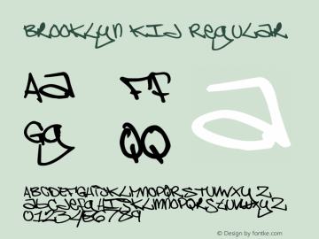 Brooklyn Kid Regular Macromedia Fontographer 4.1 2/20/97 Font Sample