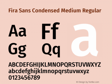 Fira Sans Condensed Medium Regular  Font Sample