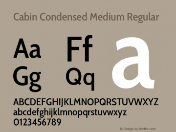 Cabin Condensed Medium Regular  Font Sample