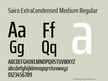Saira ExtraCondensed Medium Regular  Font Sample