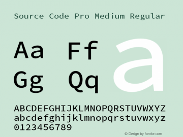 Source Code Pro Medium Regular  Font Sample