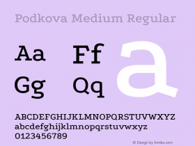 PodkovaMedium Version 1.0 Font Sample