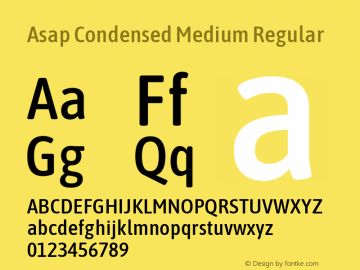 AsapCondensedMedium Version 1.0 Font Sample