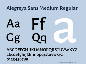 AlegreyaSansMedium Version 1.0 Font Sample