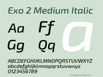 Exo 2 Medium Italic  Font Sample