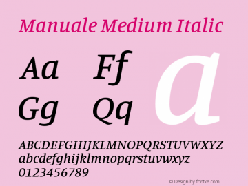 Manuale Medium Italic  Font Sample