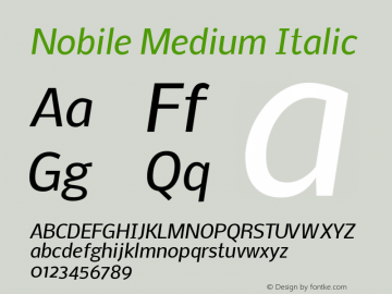 Nobile Medium Italic  Font Sample