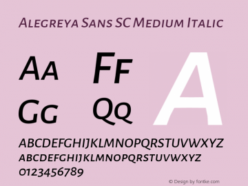 Alegreya Sans SC Medium Italic 图片样张