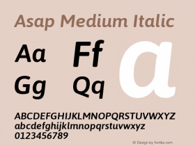 Asap Medium Italic  Font Sample