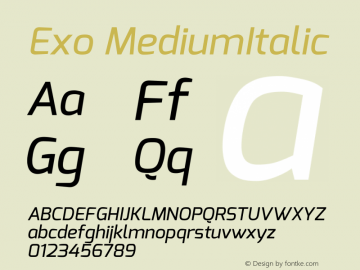 Exo MediumItalic  Font Sample