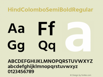 Hind Colombo SemiBold Regular  Font Sample