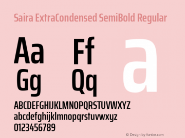 Saira ExtraCondensed SemiBold Regular  Font Sample
