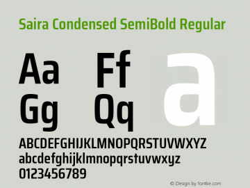 Saira Condensed SemiBold Regular 图片样张