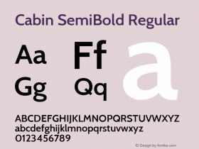 Cabin SemiBold Regular  Font Sample