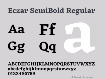 EczarSemiBold Version 1.0 Font Sample