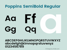 PoppinsSemiBold Version 1.0 Font Sample