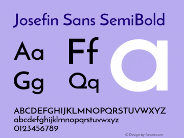 JosefinSans Version 1.0 Font Sample