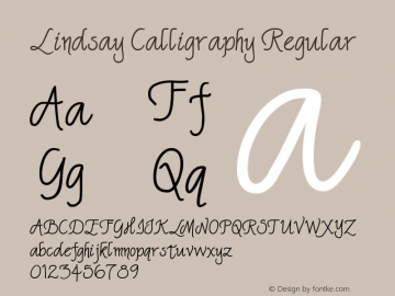 Lindsay Calligraphy Regular Macromedia Fontographer 4.1.4 2/14/00 Font Sample
