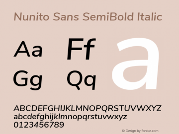 Nunito Sans SemiBold Italic  Font Sample