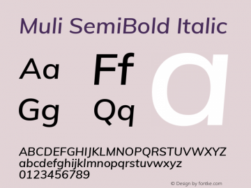 Muli SemiBold Italic 图片样张