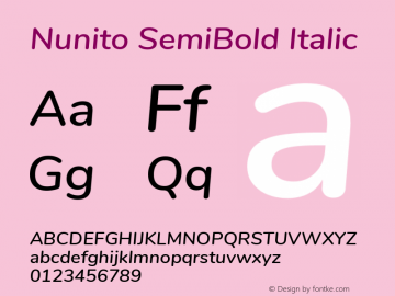 Nunito SemiBold Italic  Font Sample