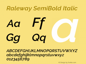 Raleway SemiBold Italic 图片样张