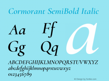 Cormorant SemiBold Italic 图片样张