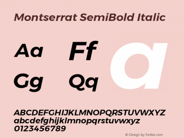 MontserratSemiBold Version 1.0 Font Sample