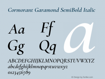 CormorantGaramondSemiBold Version 1.0 Font Sample