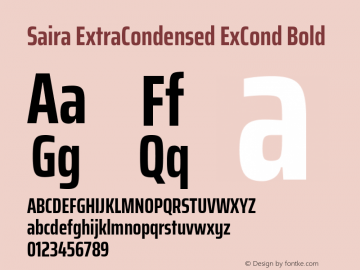 Saira ExtraCondensed ExCond Bold  Font Sample