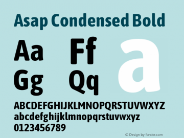 Asap Condensed Bold  Font Sample