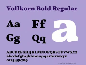 Vollkorn Bold Regular  Font Sample