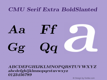 CMU Serif Extra BoldSlanted  Font Sample