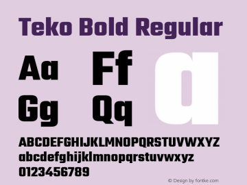 Teko Bold Regular  Font Sample