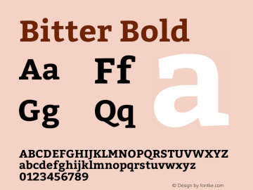 Bitter Bold  Font Sample