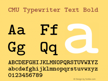 CMU Typewriter Text Bold  Font Sample