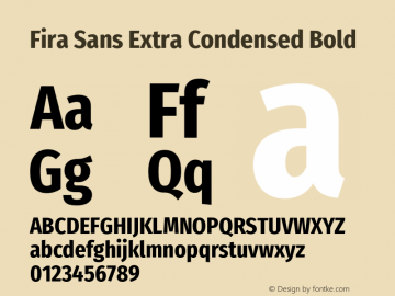Fira Sans Extra Condensed Bold  Font Sample