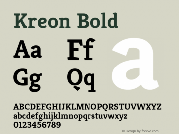 Kreon Version 1.0 Font Sample