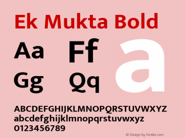 EkMukta Version 1.0 Font Sample