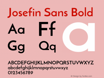 JosefinSans Version 1.0 Font Sample