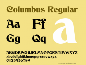 Columbus Regular B & P Graphics Ltd.:1.7.1993 Font Sample