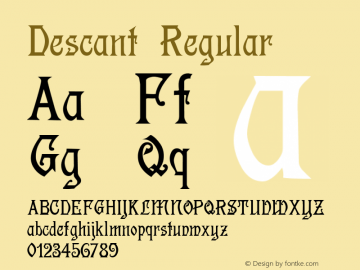 Descant Regular Altsys Fontographer 4.0.3 16.03.1995 Font Sample