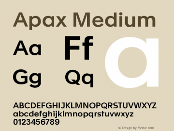 Apax Medium Version 1.000 Font Sample