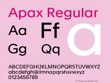 Apax Regular Version 1.000 Font Sample